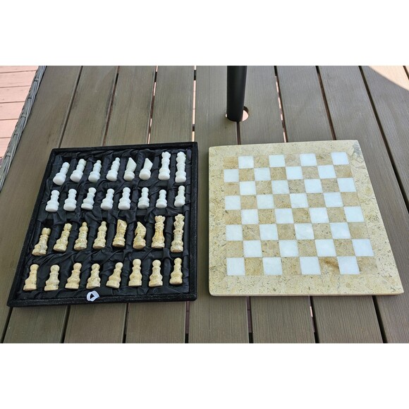 Marble Chess set stone chess set for gift coral and brown Christmas git for him - Picture 9 of 9